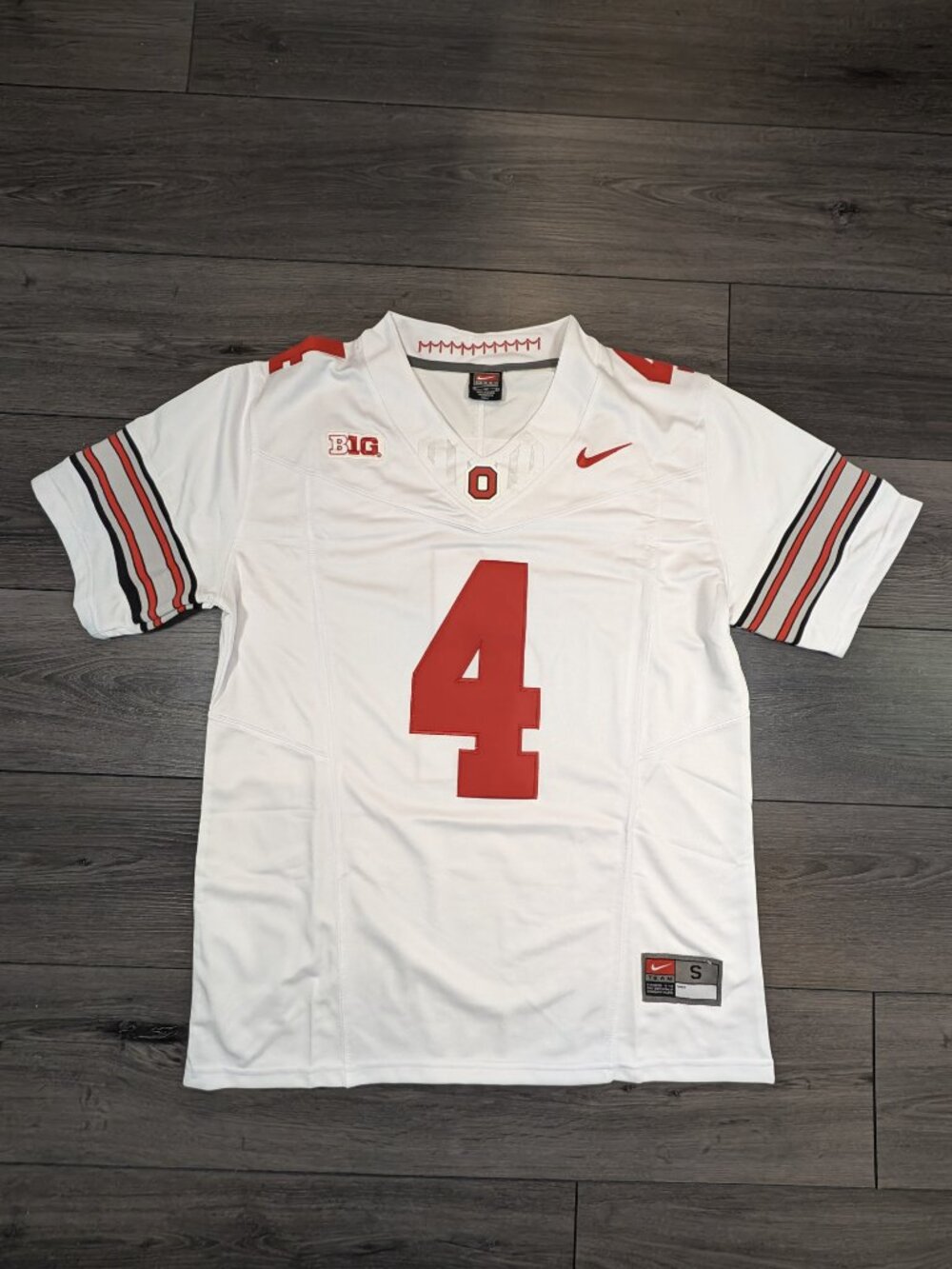 Jeremiah Smith #4 White Buckeye Stripe 2026 OSU Ohio State Football Jersey Small